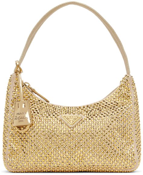 prada gold bling bag|prada bag gold chain.